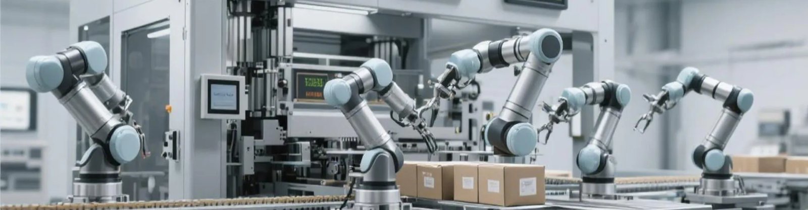 Robotic arms working on an automated production line